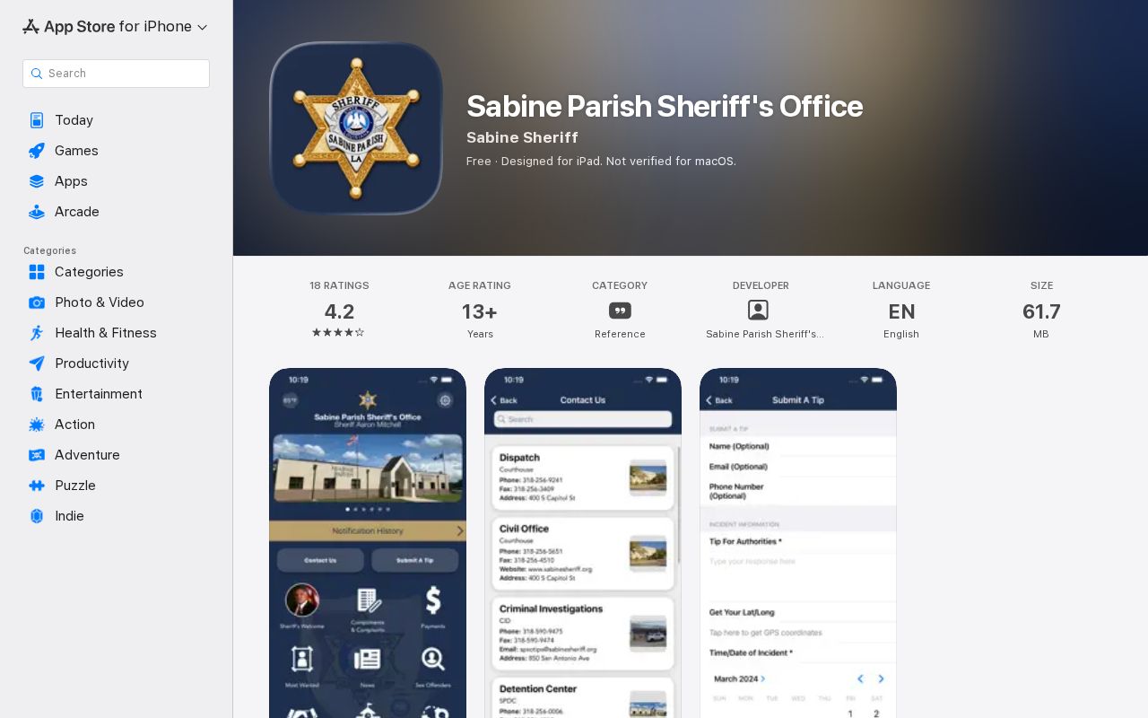 Sabine Parish Sheriff app for arrest records alerts and jail information